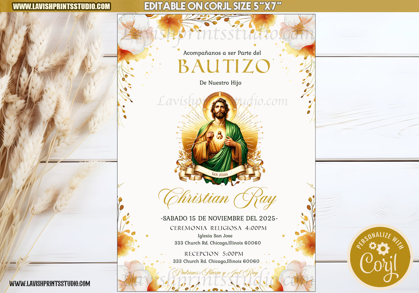 EDITABLE San Judas Invitation, Baptism Invites, San Juditas Invites, Bautizo Mexican Theme, Religious Invites, Invitaciones Bautizo, St.Jude