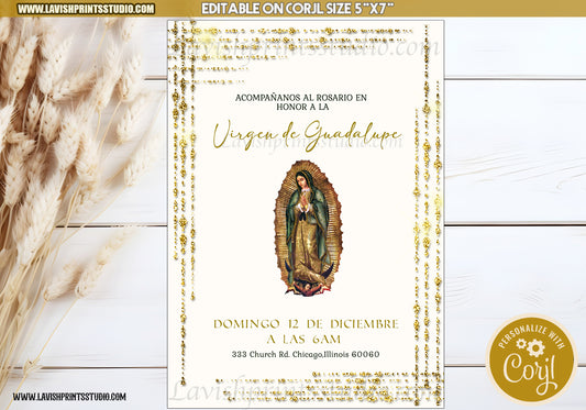 Virgen De Guadalupe Invitation, Editable Virgen María Invitation, Virgen De Guadalupe Invite, Virgen María Invite, Virgin Guadalupe Rosario