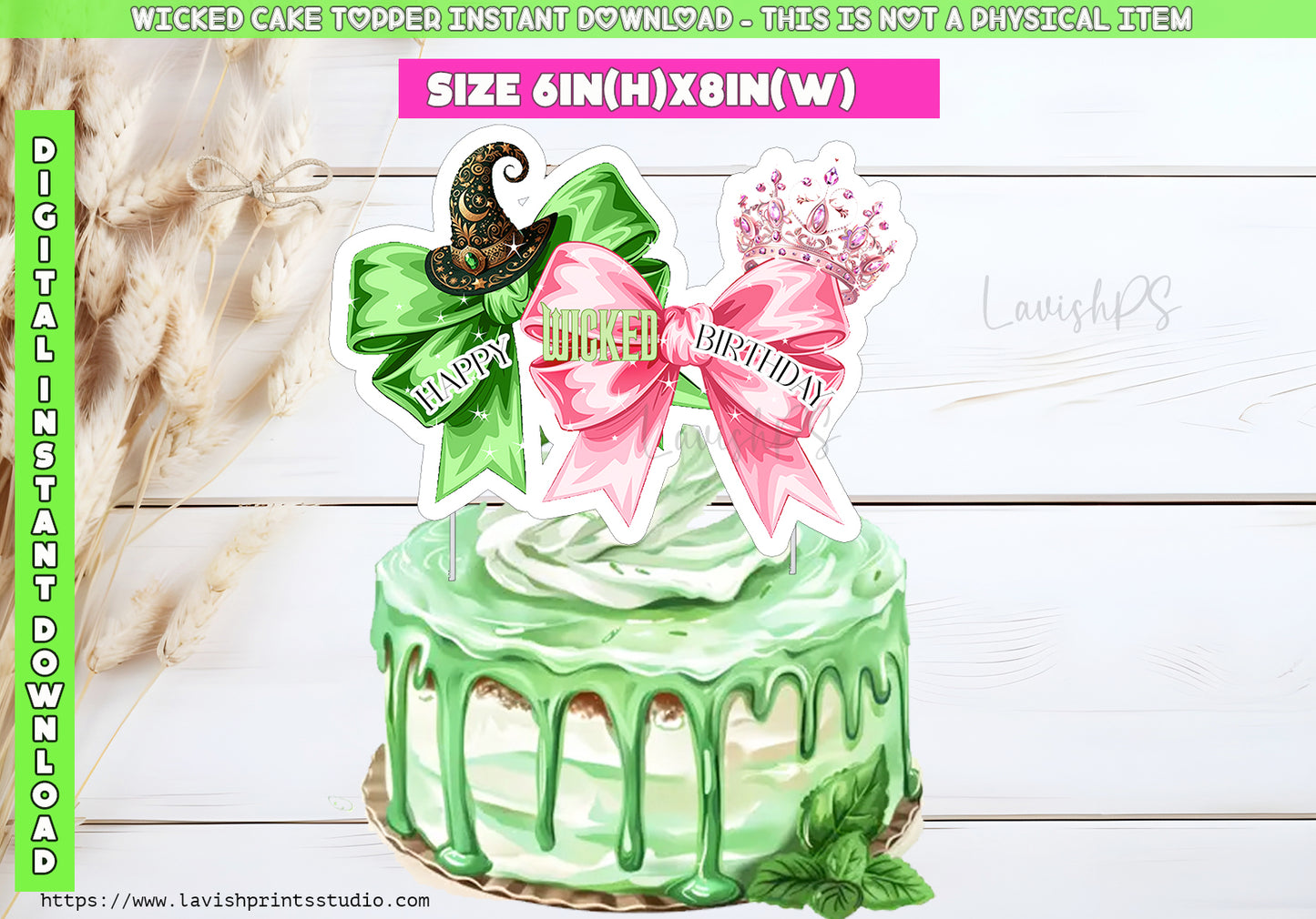Wicked CakeTopper, Wicked Movie Cake Topper, Instant Download, Wicked Party Topper