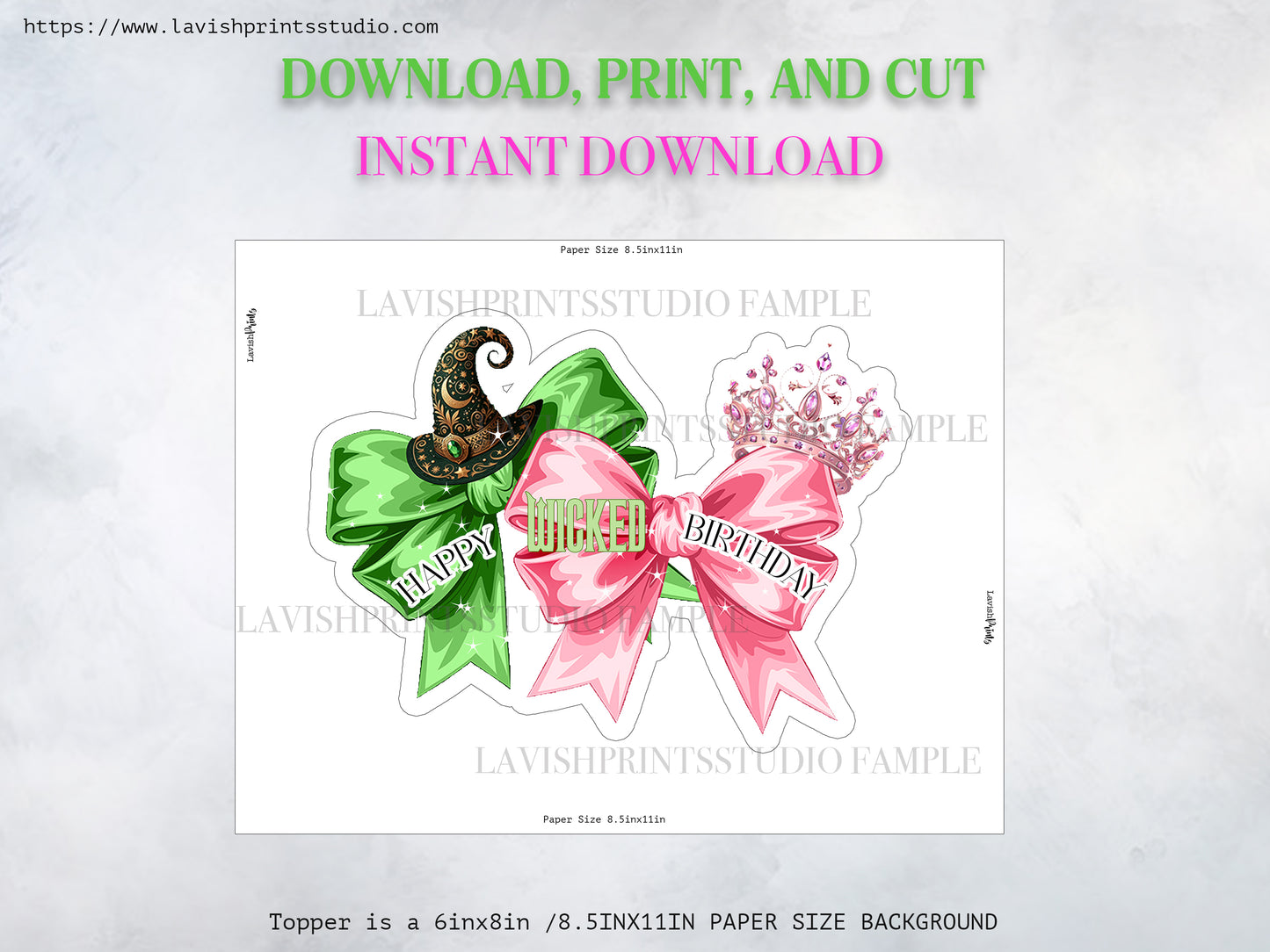 Wicked CakeTopper, Wicked Movie Cake Topper, Instant Download, Wicked Party Topper