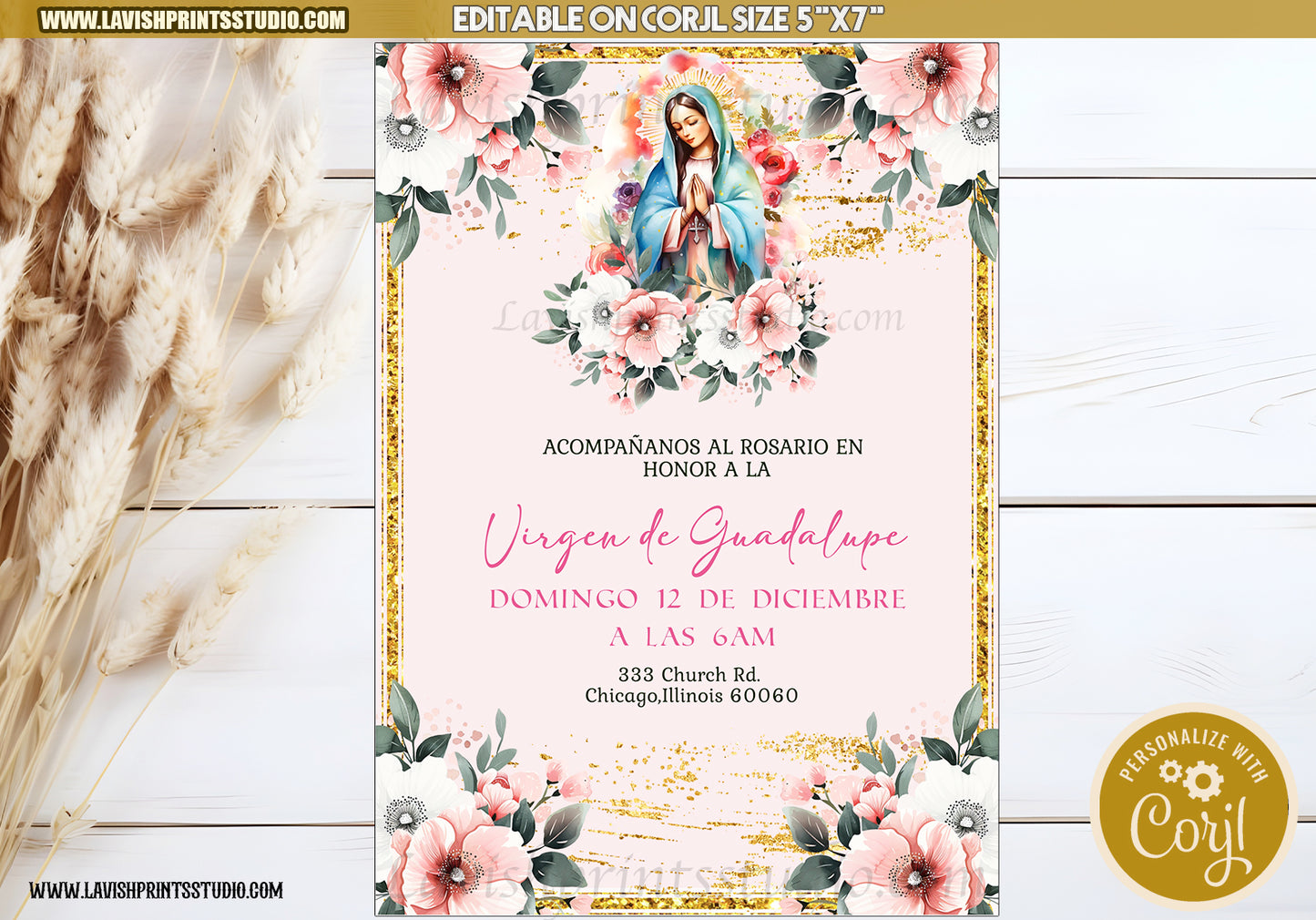 Virgen De Guadalupe Invitation, Editable Virgen María Invitation, Virgen De Guadalupe Invite, Virgen María Invite, Virgin Guadalupe Rosario