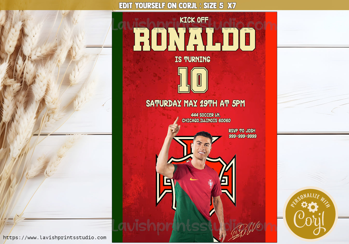 Ronaldo Birthday Invitation, Cristiano Ronaldo,Cr7 Cristiano Portugal Birthday Invitation, , Ronaldo Invite, invitacion Ronaldo