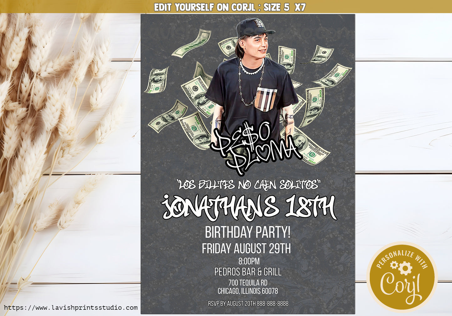 Doble P Party Invitations, EDITABLE, Peso Birthday Invites, Mexican Theme Birthday, Corridos Birthday Invites, Peso Pluma Invitation