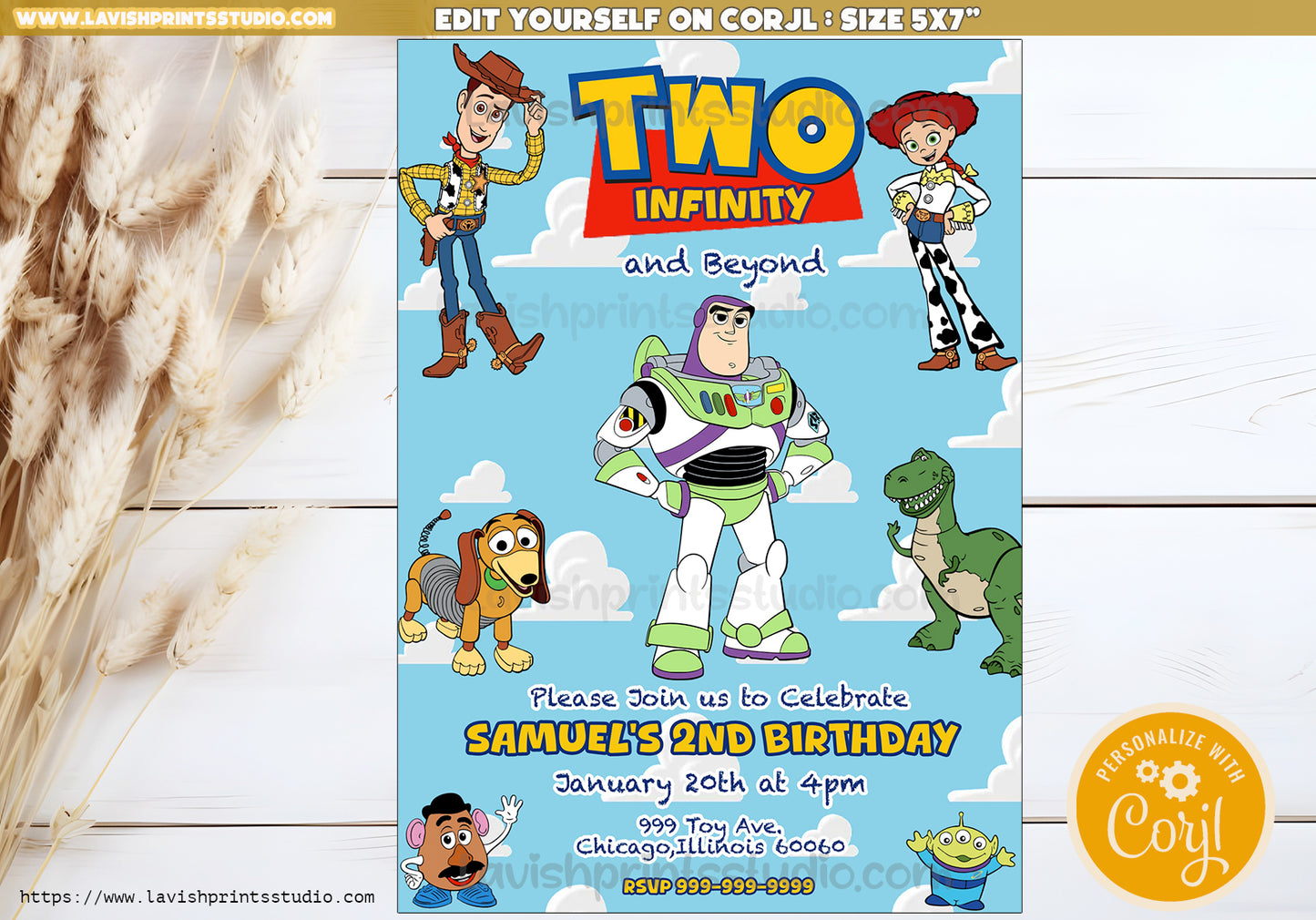 editable Two Infinity and Beyond Birthday Invitation Toy Kids Birthday Invite 2nd Birthday Toy Story second Toy Story Birthday Party