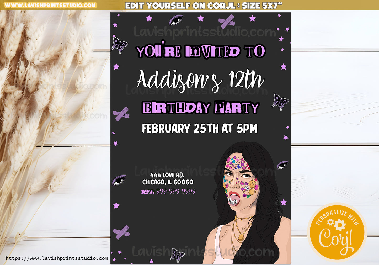 Olivia Rodrigo Birthday Party Invitation, Bad Idea Inspired Theme, Teen Sour Music Party Invite, Olivia Party Invites, Digital File