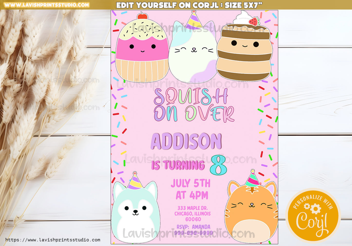 Squishmallow Birthday Invitation, Squishy Invitation,Customizable Squishmallows Birthday Party Invitation, Squishmallow Party, Editable