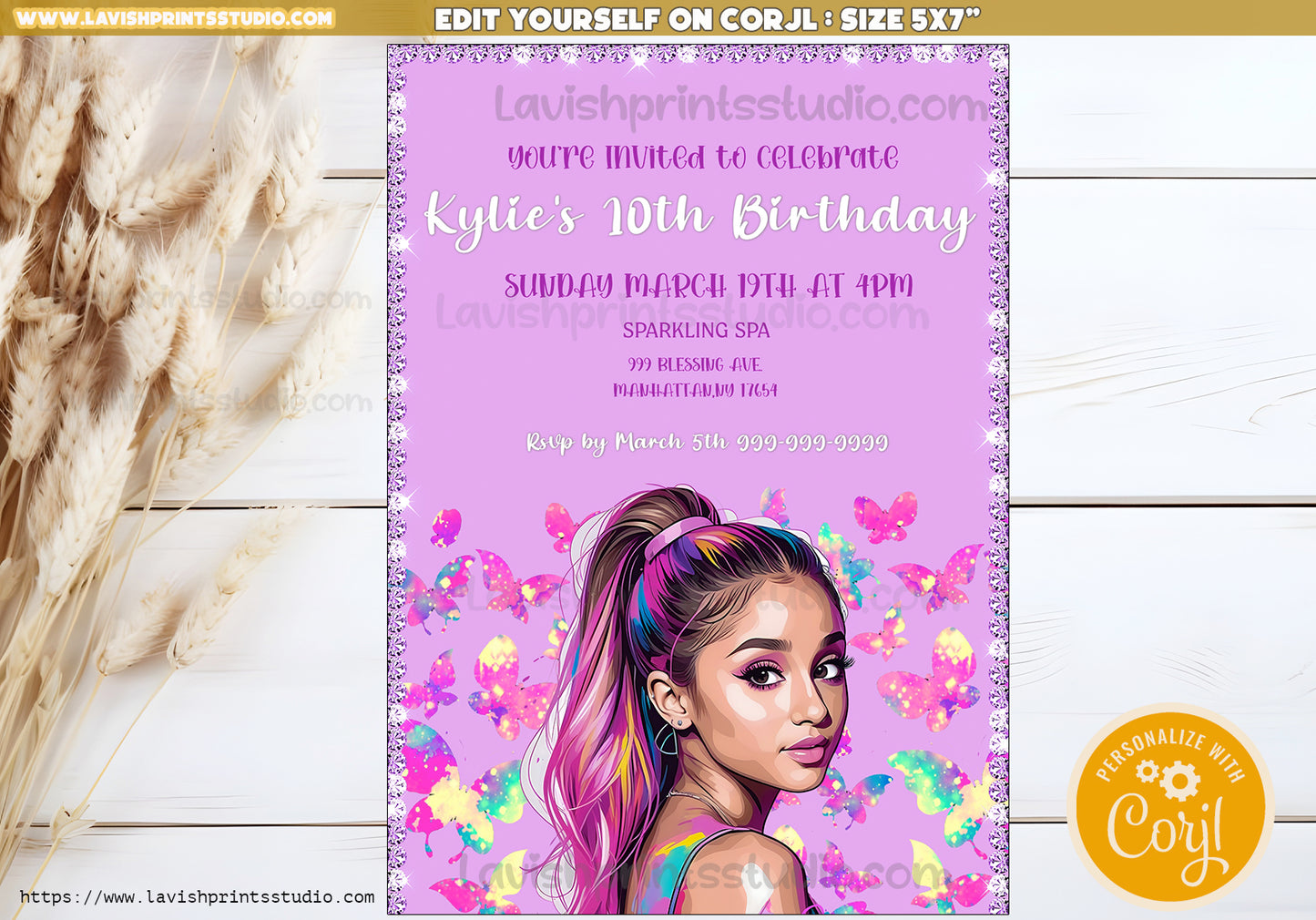 Arianna Grande Birthday Invitations, Editable, Arianna Grande Invitations, Arianna Grande Party Invites