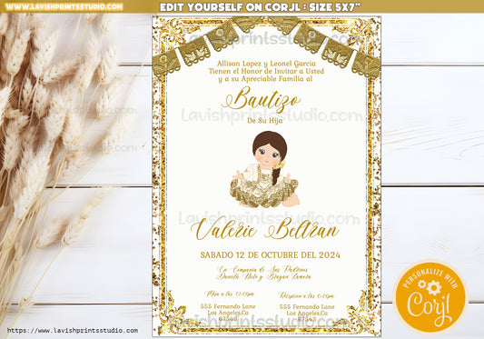 Charra Invitation, Editable, Bautizo Charra, Mexican Theme Baptism, Charra Mexican Invites