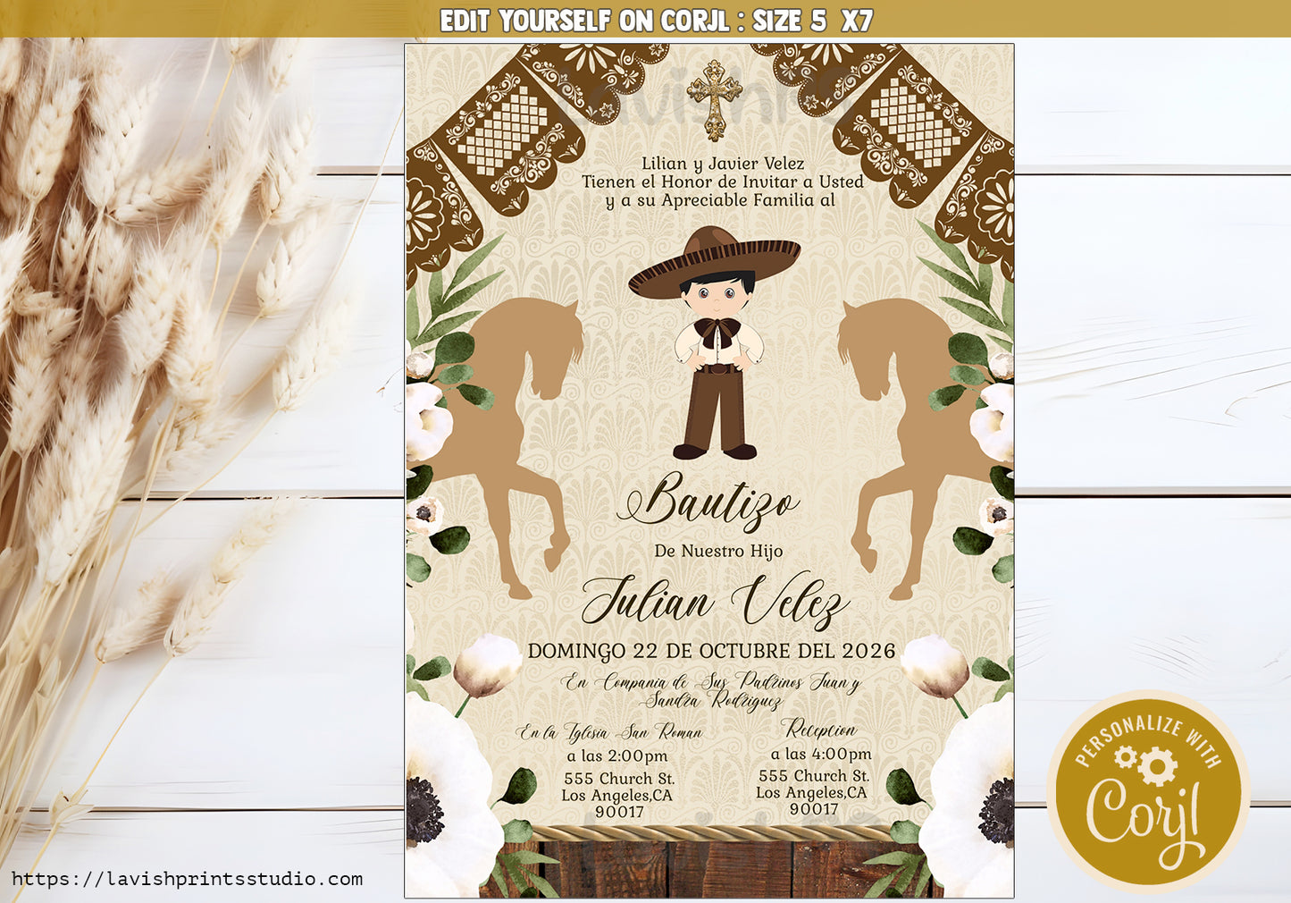 Charro Invitation, Mexican Charro Theme ,Spanish Charro Invitation, Invitaciones Bautizo, Charro Invites, Editable, Charro Party,Toddler