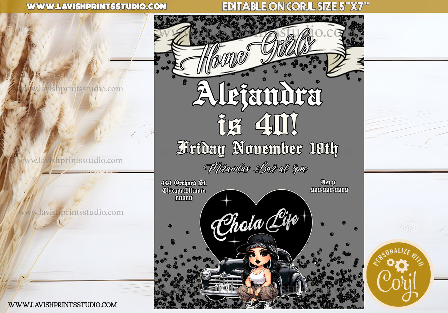 Chola Invitation, EDITABLE, Chola Theme Party Invites, Homegirl Theme Birthday, Invitaciones Chola