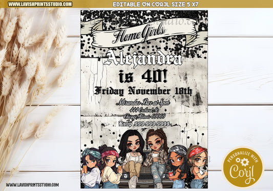 Chola Invitation, EDITABLE, Chola Theme Party Invites, Homegirl Theme Birthday, Invitaciones Chola