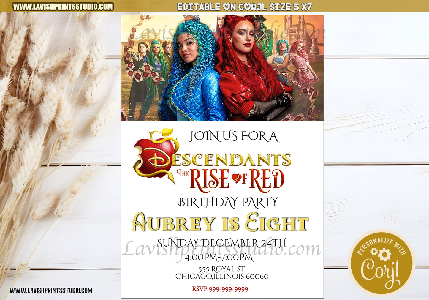 Descendants Birthday Invitation, Descendants 3 Invitations, Descendants Personalized Invite,Descendants Invitaciones, Descendants Birthday,Descendants 4 invitations