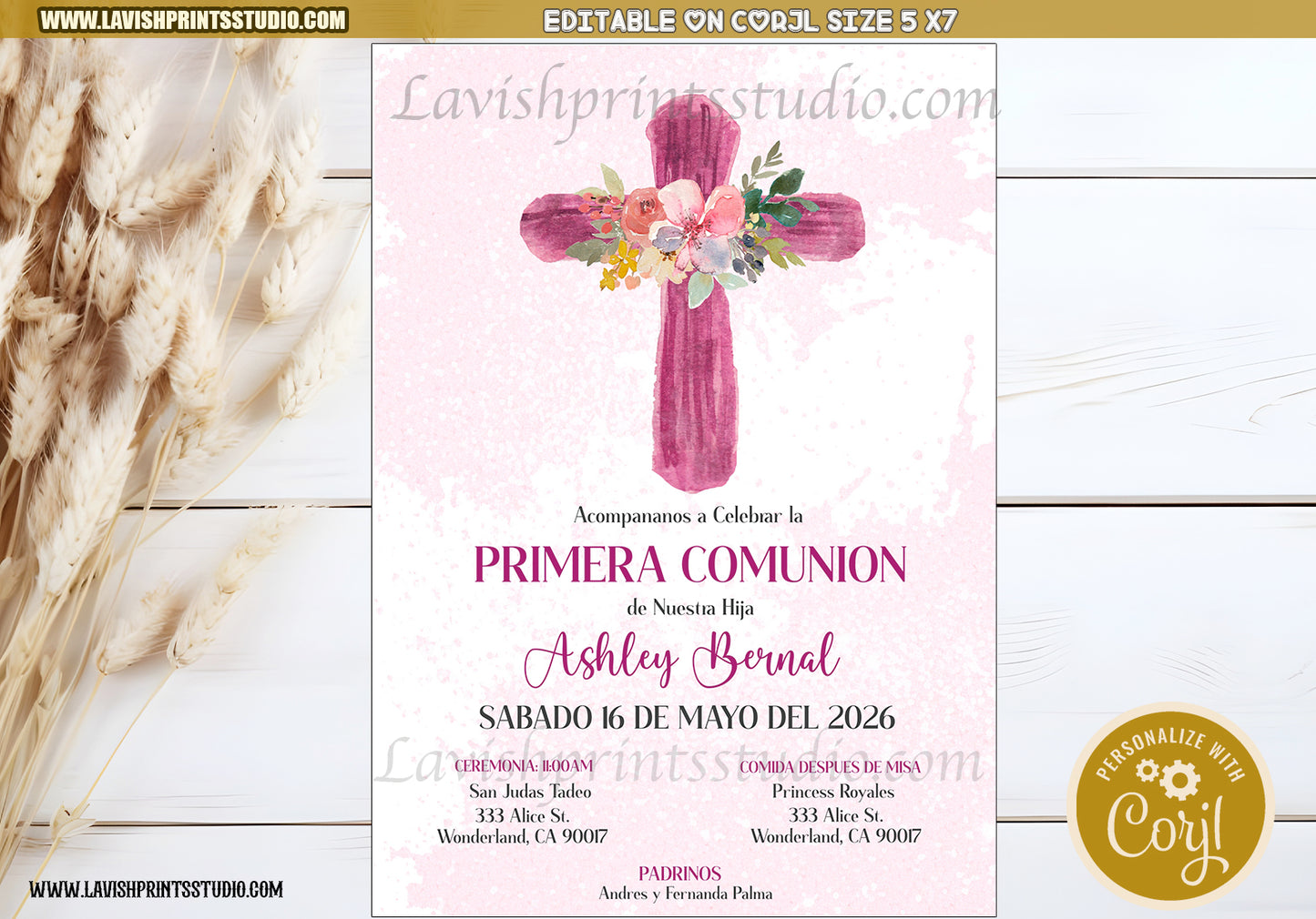 First Communion Invitations, Invitaciones de Primera Comunión, Affordable First Comunion Invites, Girl First Communion Invitation, Primera Comunion en Espanol,  Invitaciones Primera Comunión para Nina