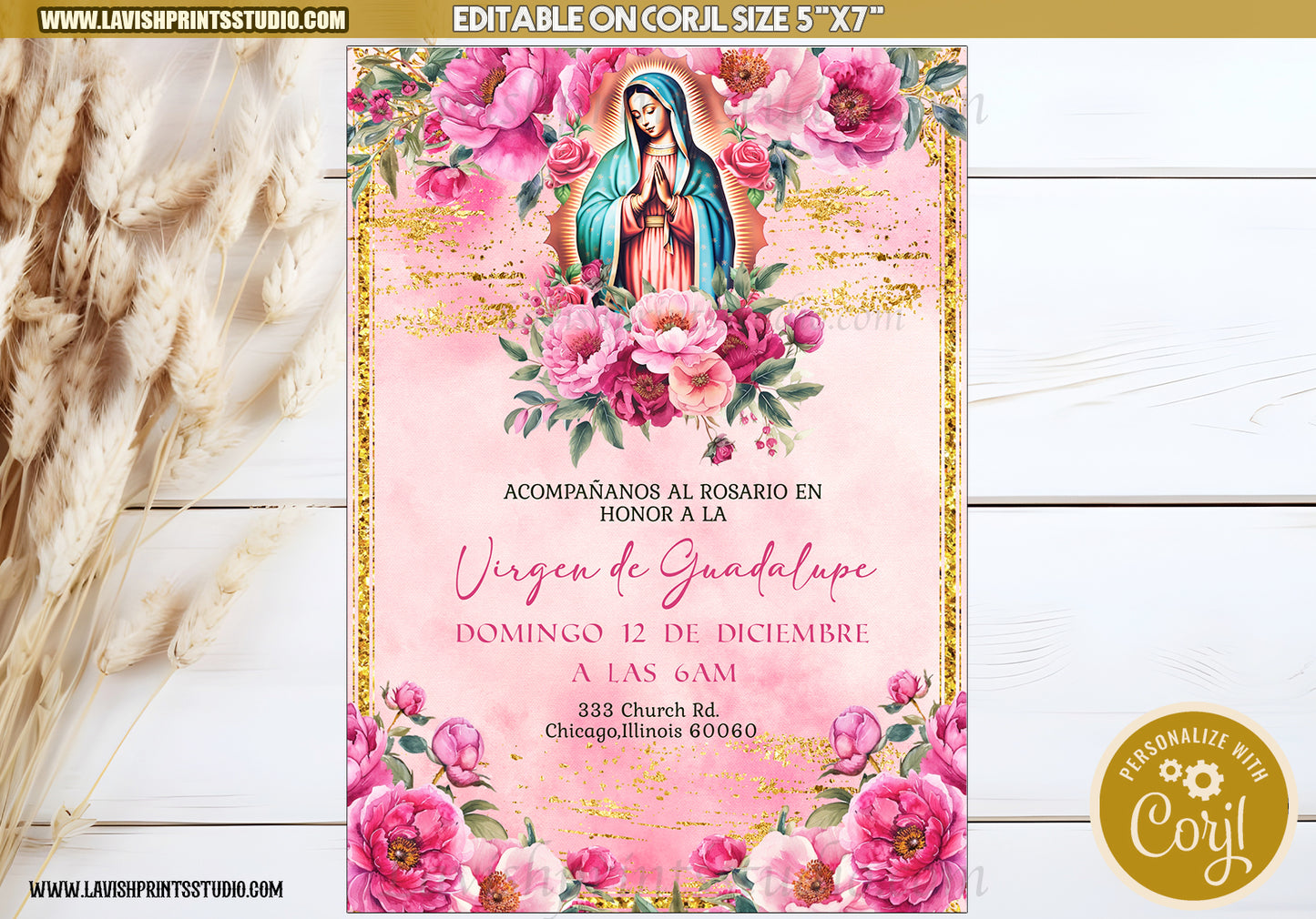 Virgen De Guadalupe Invitation, Editable Virgen María Invitation, Virgen De Guadalupe Invite, Virgen María Invite, Virgin Guadalupe Rosario