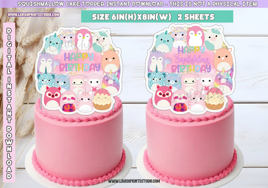 Squishmallow Cake Topper, Instant Download, Squishmallow Birthday Cake Topper, Squishy Cake Topper