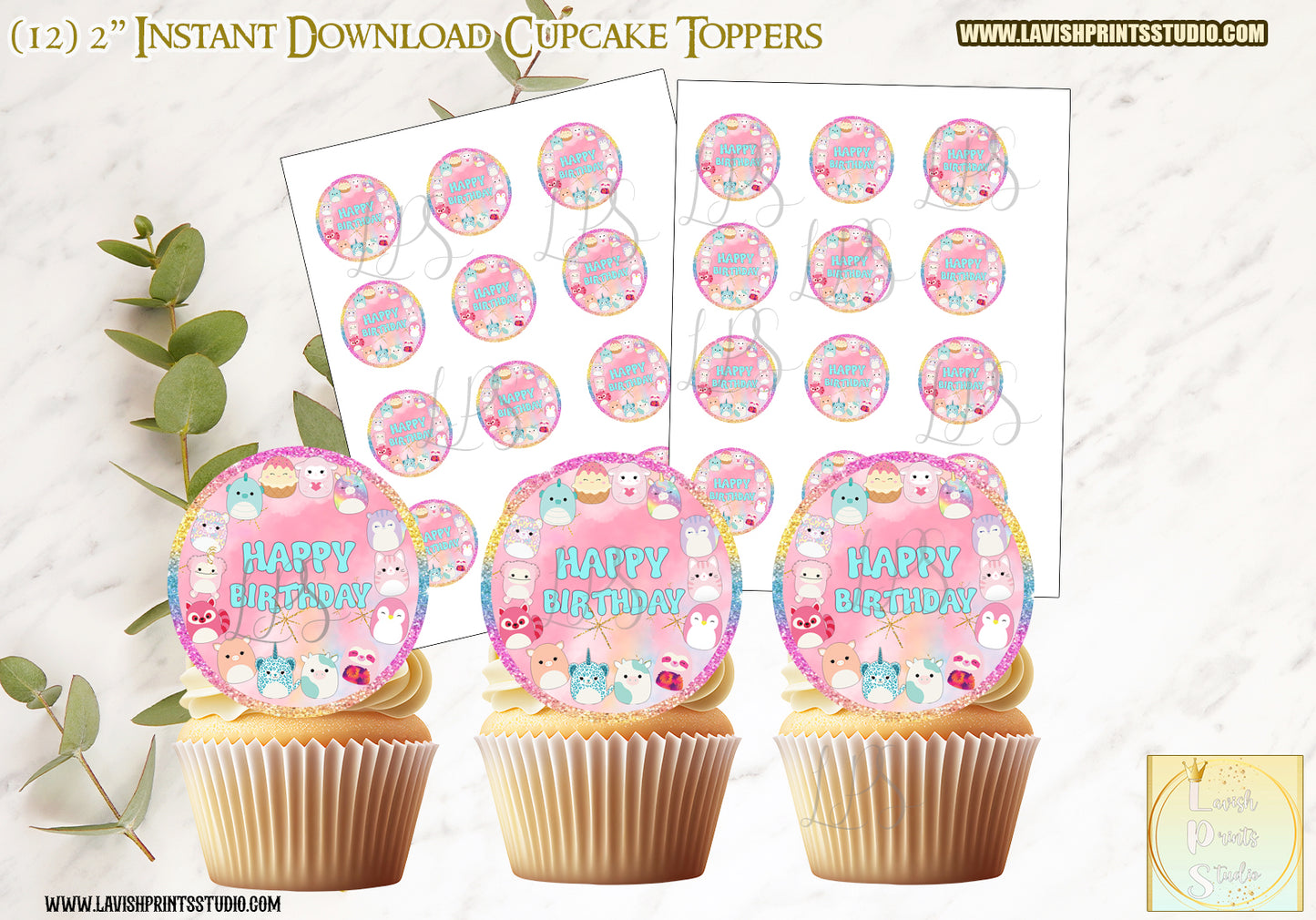 Printable Squishmallows Cupcake Toppers Birthday Decoration Printable Squishmallows Cupcake Decor Party Supplies Instant Download