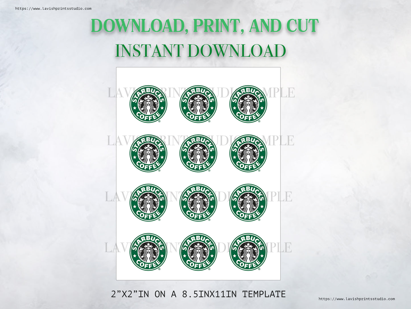 Starbies Cupcake Toppers, Instant Download, Coffee Cupcake Toppers,Instant Download, 2inch Starbucks, Starbucks Toppers, Carmel Latte Toppers