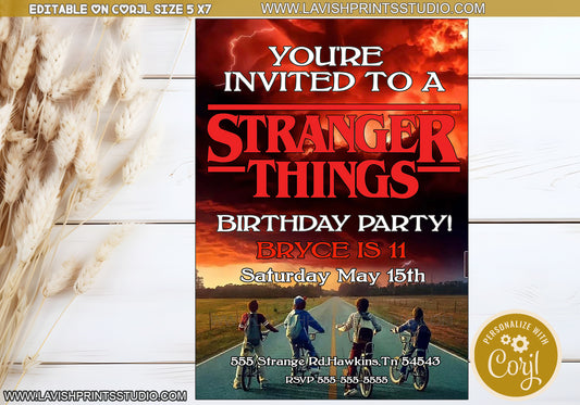 Stranger Things Invitation, 2026 Stranger Things Party Invitation. Editable, Invitaciones Stranger Things
