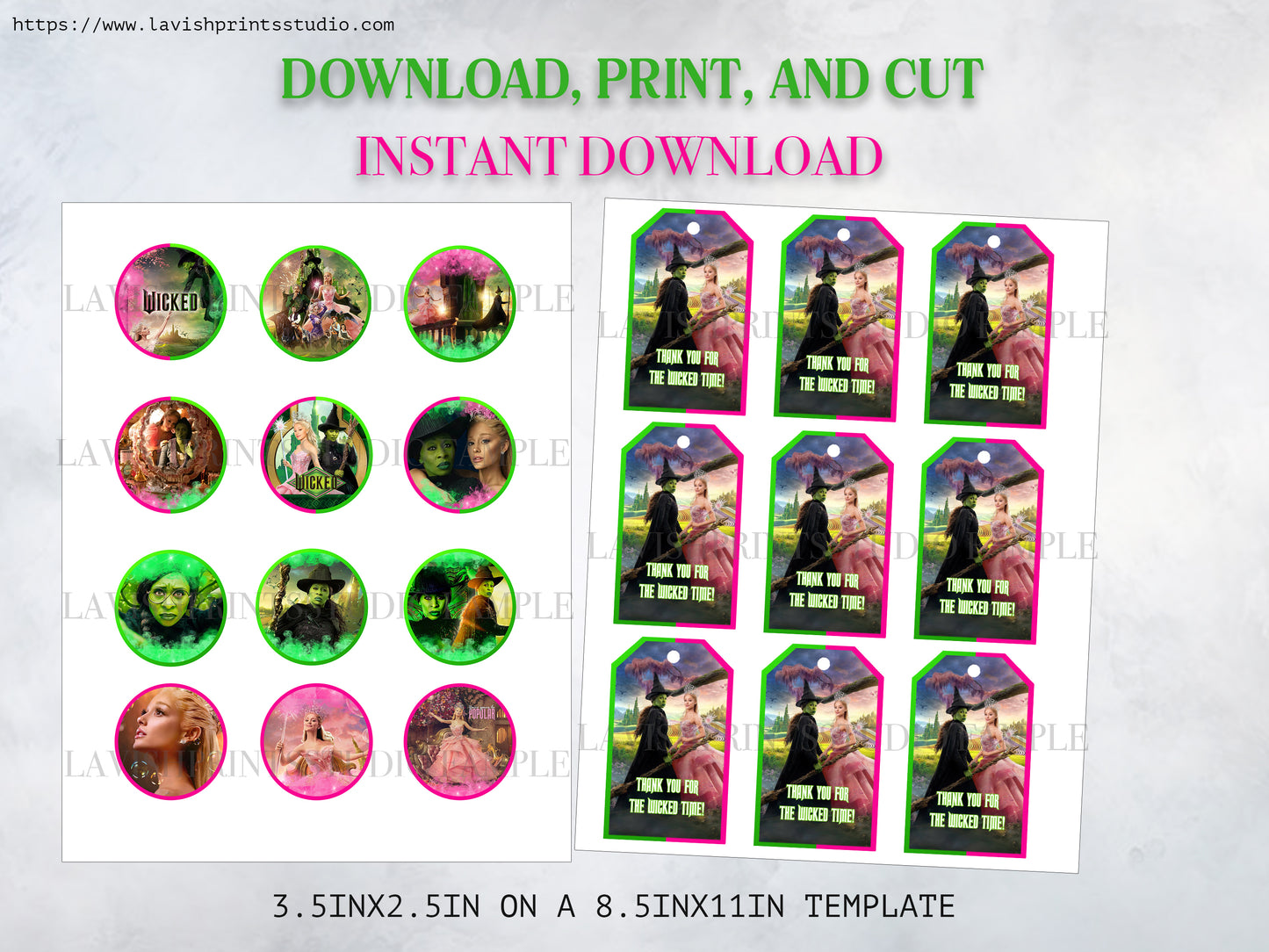 Wicked Birthday Party , Wicked Instant Download tags,Wicked Cupcake Toppers,Wicked Movie Party,2024 Wicked Toppers, Wicked Invitations