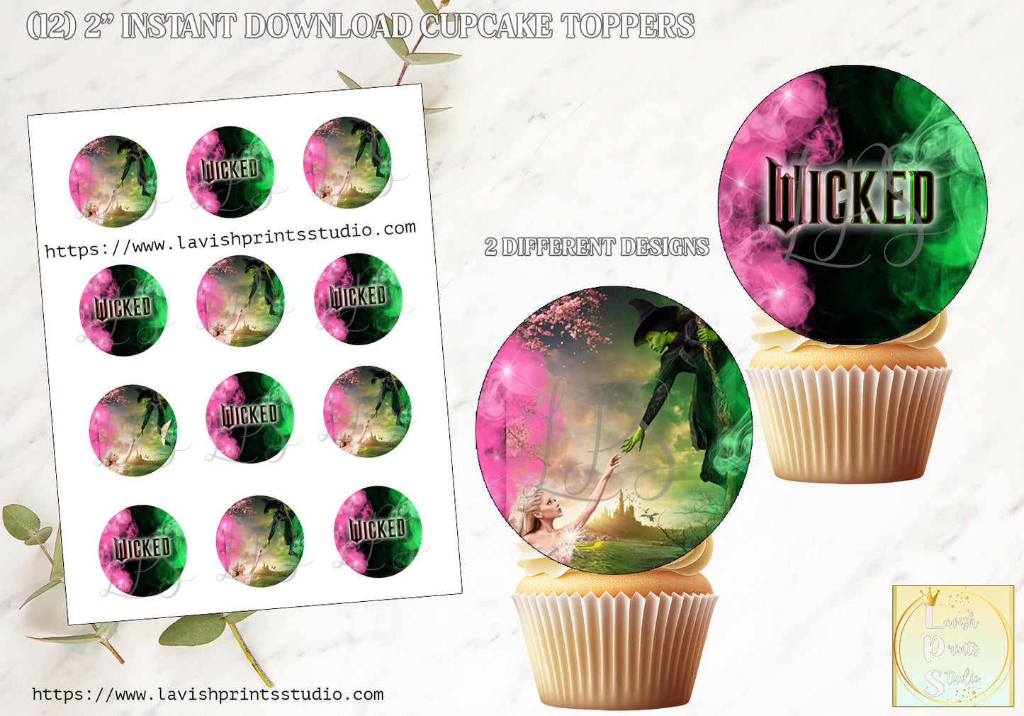 Wicked Birthday Party ,Wicked Cupcake Toppers,Wicked Movie Party,2024 Wicked Toppers, Wicked Invitations