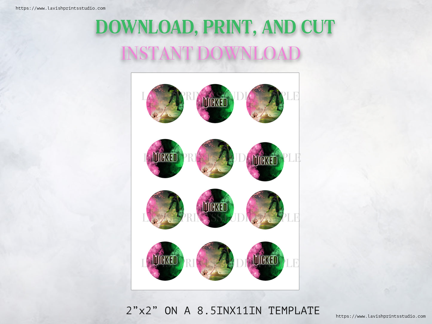 Wicked Birthday Party ,Wicked Cupcake Toppers,Wicked Movie Party,2024 Wicked Toppers, Wicked Invitations