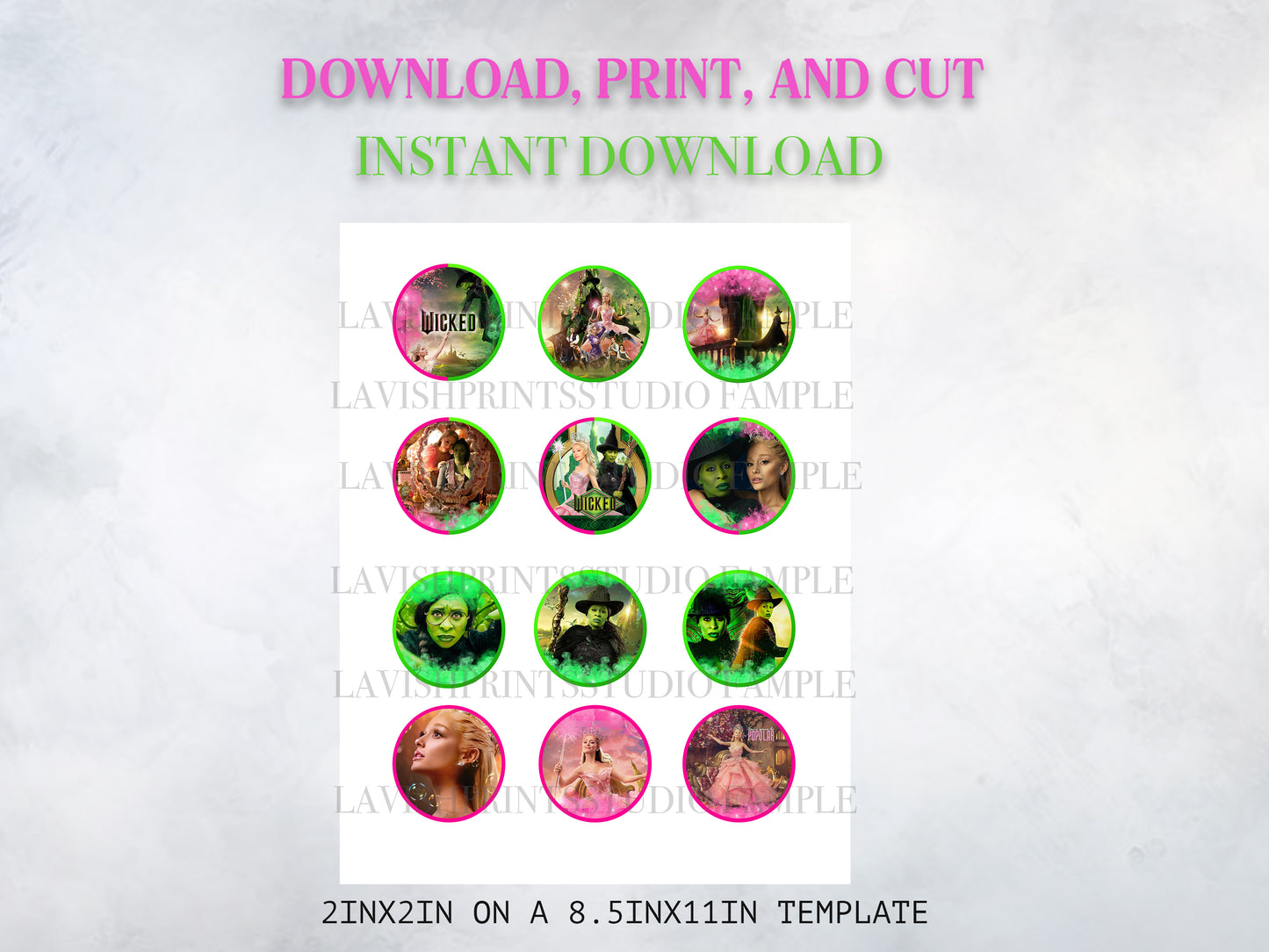 Wicked Birthday Party ,Wicked Cupcake Toppers,Wicked Movie Party,2024 Wicked Toppers, Wicked Invitations