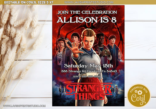 Stranger Things Invitation,EDITABLE, Stranger Things Birthday Invites